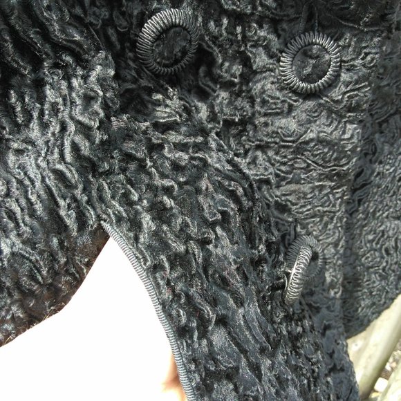 Vintage black persian lamb cropped cocktail jacket 3/4 sleeves - Picture 7 of 11